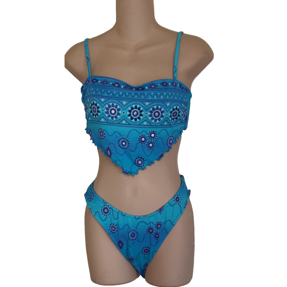 No Boundaries Other - Vintage Y2K No Boundaries Tankini Women's Large Aqua Handkerchief Top 2 Piece